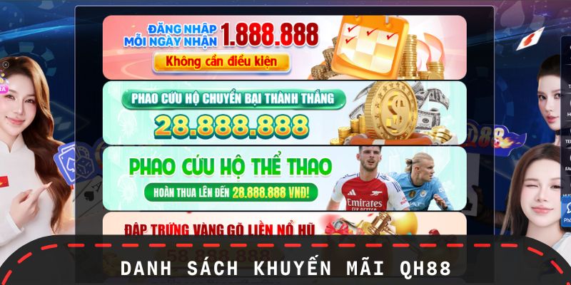 Danh sách khuyến mãi QH88 trong năm 2025