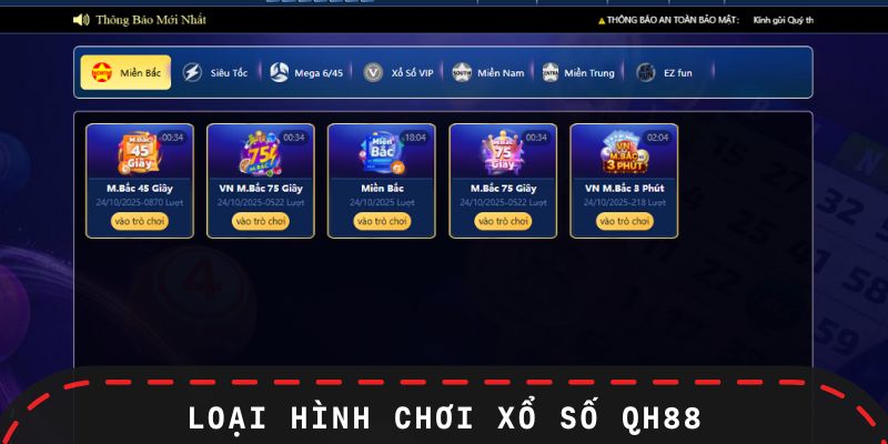 Các loại hình chơi xổ số trên nhà cái QH88
